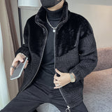 Winter Lambswool Jackets Men Fashion Splicing Parkas Standing Collar Thicken Keep Warm Coats Casual Business Casual Outwear