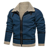 Winter Leisure Wool Inner Lapel Jackets Men Fall Fashion Solid Color Turn-down Collar Zipper Coats For Mens Trend Outerwear