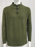 Knitted Sweater Men Solid Argyle Loose Fall and Winter Male Clothing Pullovers Vintage Style Green Sweaters for Man