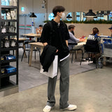 Summer Men's Short Sleeved Knitted Cardigan T-shirt Korean Fashion Trend Casual T Shirt Loose Solid Color Coats Tshirt