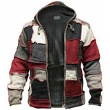Autumn Long Sleeve Patchwork Knitted jackets Men's Casual Plus Velvet Warm Hooded Coats Men Winter Fashion Loose Streetwear
