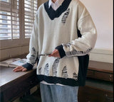 Men Hip Hop Streetwear Hole Sweater Retro Harajuku Sweater Knitted Pullovers Ripped Sweater Oversized Winter Clothes Men