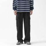 Foesce -New American Style Cotton Loose Multi-pocket Cargo Pants Men's Straight Casual Trousers Japanese High Street Pant for Men