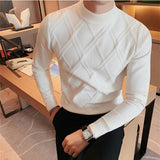 New Men's Cashmere Sweater Half Turtleneck Men Sweaters Knit Pullovers For male Youth Slim Knitwear Man Sweater S-4XL