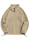 Foesce Men's Hoodies Fluffy Fleece Warm Sweatshirts Letters Embroidered Vintage Streetwear Pullover Sudaderas for Autumn Winter