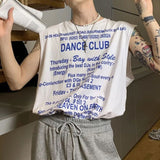 New Summer Vest Hooded Sleeveless T-Shirt Boys Print Graffiti Punk Rock Tide Brand Loose Sweater Hip-hop Hoodie Vest