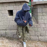 Design sense high street hip-hop breasted hooded sweater men's spring and autumn tide brand loose oversizeVibe hoodie