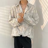 Fashion Printed Lapel Button Casual Shirt Men's Clothing Autumn New Loose Korean Tops Long Sleeve All-match Blouse