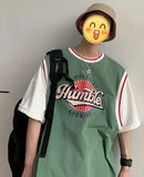Fake Two-piece Short-sleeved T-shirt Men's Trend Brand Trend Loose Hip Hop Basketball Shirts Harajuku Kpop Streetwear