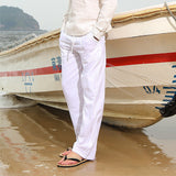 Men's Casual Trousers Home Pants New Man Cotton Linen Large Size white Straight trousers Solid Beach black Fitness Pants