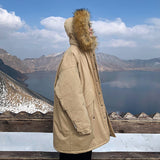 Foesce Men Winter New Plus Long Warm Thick Plush Hood Jacket Coat Outwear Cargo Windbreaker Cashmere Lining Couple Pocket Parka