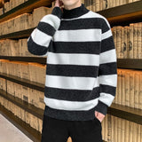 Foesce New Autumn Winter Thick Warm Fashion Striped Korean Sweater Men Trend Brand Pullovers Sweatshirt High Quality Knitwear Male