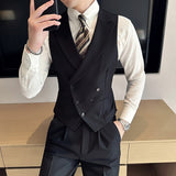 Brand Clothing Men Spring High Quality Double Breasted Blazers Vest/Male Slim Fit Casual Suit Vest Sizing Up S-4XL