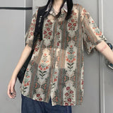 Foesce  Bohemian T Shirt Men New Summer Street Y2k Shirts Mens Loose Thin Perspective Sexy Chiffon Short-sleeved Top Clothing