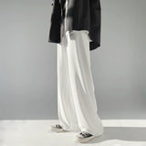 Foesce New Men's Clothing Solid Color Straight Fashion Korean Elastic Waist Young Style Casual Loose Comfortable Wide Leg Pants