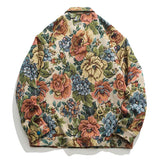 Foesce Autumn Oversize Bomber Jacket Men Flower Jacquard Baggy Coat Fashion Korean Streetwear Outerwear Clothing Tops Male Plus Size