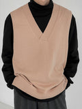Knitted Vest Autumn Winter Thin Style Men's V-neck Sweater Sleeveless Vests Undershirt Loose Vintage Trend Kinttwear Tops