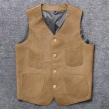 Foesce Real Leather Vest Men Vest Pure Cowhide Real SheepSkin Leather Jackets Men Vintage Autumn Motocycle Jacket 4XL Jaqueta