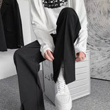 Streetwear Fashion Men Trousers Split Black Harajuku Oversized Casual Pants Korean Office wear Suit Pants Male Blazer Pants
