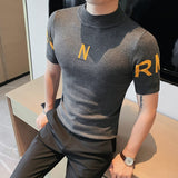 Foesce New Style Men Summer High Quality Business Short Sleeves Knitting Sweater/Man Slim Fit Turtleneck Knit Shirt Homme Clothing