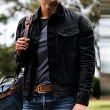 Fall Mens Leisure Solid Color Jackets Spring Fashion Long Sleeve Turn-down Collar Buttoned Coats Men Casual Loose Outerwear