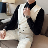 Brand Clothing Men Spring High Quality Double Breasted Blazers Vest/Male Slim Fit Casual Suit Vest Sizing Up S-4XL
