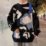 Crewneck Sweaters Men Fashion Clothing Japan Style Streetwear Knitted Sweaters Men Warm Pullover Jumpers Designed Pattern