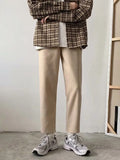 Foesce Simple Straight Wide Leg Trousers for Men Women Spring Autumn Hong Kong Style Streetwear Casual Harajuku Trousers