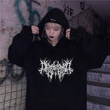 Foesce  New Retro Print Hoodies Men Women Casual Aesthetic Hip Hop Long Sleeve Loose Sweatshirt Harajuku Gothic Oversized Pullovers Tops