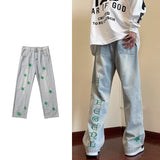 Men Jeans Wide-leg Straight Jeans Hole Ripped Streetwear All-match Denim Trousers Mens Loose Casual Fashion Harajuku Pants