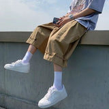 Summer Knee-length Loose Casual Shorts Men's Loose Casual Streetwear Outerwear Thin 7points Pants Straight Cargo Wide Leg Shorts