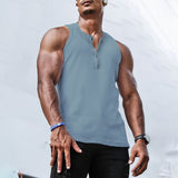 Men Casual Breathable Slim Sports Shirt Fashion Pullover Vest Summer Sleeveless Sports T-Shirts Men's Solid Color Vest Tops