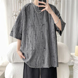 Summer Men's T-shirts Casual Cotton Perforated Harajuku College Youth Hip Hop Unisex Trendy Personality Loose Short Sleeve Top