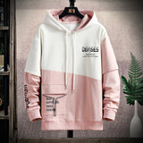 Foesce New Casual Fashion Men's Hoodies Patchwork sleeves Letter Printing Design Cotton Men's Hoodies High Street Trend Unisex Hoodie