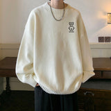 Foesce Autumn Winter Men's Sweater Mock Neck Waffle Bear Graphic Male Knitted Pullovers Casual Harajuku Clothing