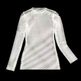Men's Punk Sexy Gauze Rough Edges Slim T-shirt Long Sleeve Black Tops Spring And Summer T Shirts For Men