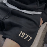 Summer new men's shorts streetwear outdoor men's and women's casual five-point pants cotton print number 1977 shorts