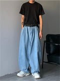 Foesce Wide Leg Cargo Pants Streetwear Baggy Jeans New Spring Autumn Men Korean Fashion Loose Straight Male Brand Clothing Black