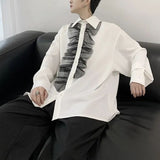 New Spring Yamamoto Style Dark Style Personality Lace Decoration Temperament Youth Men's Loose Casual Long-sleeved Shirt