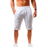 Foesce New Men's Cotton Linen Shorts Pants Male Summer Breathable Solid Color Linen Trousers Fitness Streetwear S-3XL