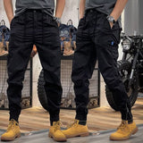 Fashion Slim Fit Pleated Drawstring Pants Mens Spring Summer Casual Streetwear Trousers For Men Leisure Solid Color Jogging