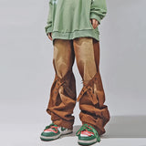 Punk Bell Bottom Jeans Men Hip Hop Denim Trousers Male Oversize Flare Pants Y2K Japanese Streetwear Rivet Vintage Loose