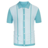 Summer Men's Luxury Clothing Knit Short Sleeve Polo Shirt Casual Streetwear Lapel Button Down Cardigan Breathable Tops