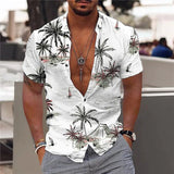 Foesce -Coconut Tree Shirts For Men 3d Printed Men's Hawaiian Shirt Beach 5xl Short Sleeve Fashion Tops Tee Shirt Man Blouse Camisa