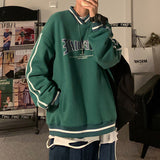 American Vintage Brand Letter Printed Sweatshirt V Neck Loose Sweatshirt Women Men Long Sleeve Street Autumn Casual Top