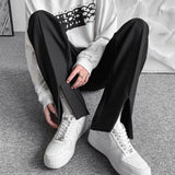 Streetwear Fashion Men Trousers Split Black Harajuku Oversized Casual Pants Korean Office wear Suit Pants Male Blazer Pants