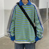 Spring Cotton Striped Hoodie Men Fashion Casual Lapel Sweatshirt Men Streetwear Loose Hip Hop Pullover Hoodies Mens Hoody M-2XL