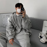 Winter Plush Hoodies Men Warm Fashion Casual Hooded Sweatshirt Men Streetwear Korean Loose Pullover Hoodie Mens Hoody M-2XL