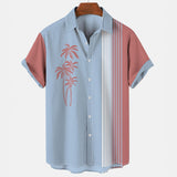 Men's Hawaiian Shirt Lapel Fashion Short-sleeved Loose Breathable Top Summer Coconut Retro Shirt For Men 3d Casual Beach Shirts