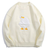 Harajuku Sweater Pullover Men Crooked Duck Print Knitted Sweaters Loose Jumpers Fashion Casual Spring Sweater Pullover Women